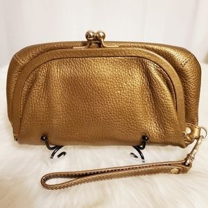 HOBO Int'l RARE Bronze Pebbled Leather Wristlet/Clutch